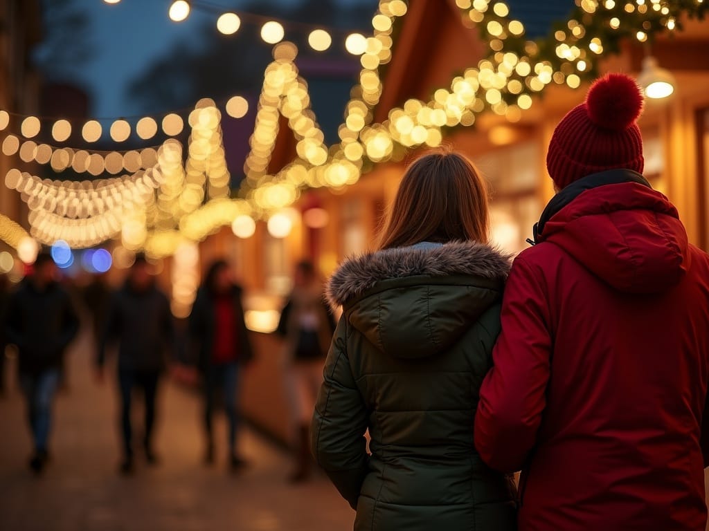 Vlaams gezin bezoekt kerstmarkt in Londen met kleurrijke lichtjes