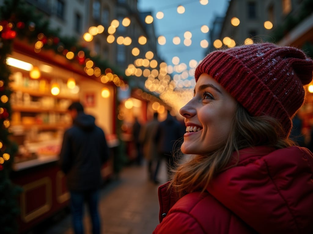 Vlaamse familie geniet van Britse kerstmarkt onder feestverlichting