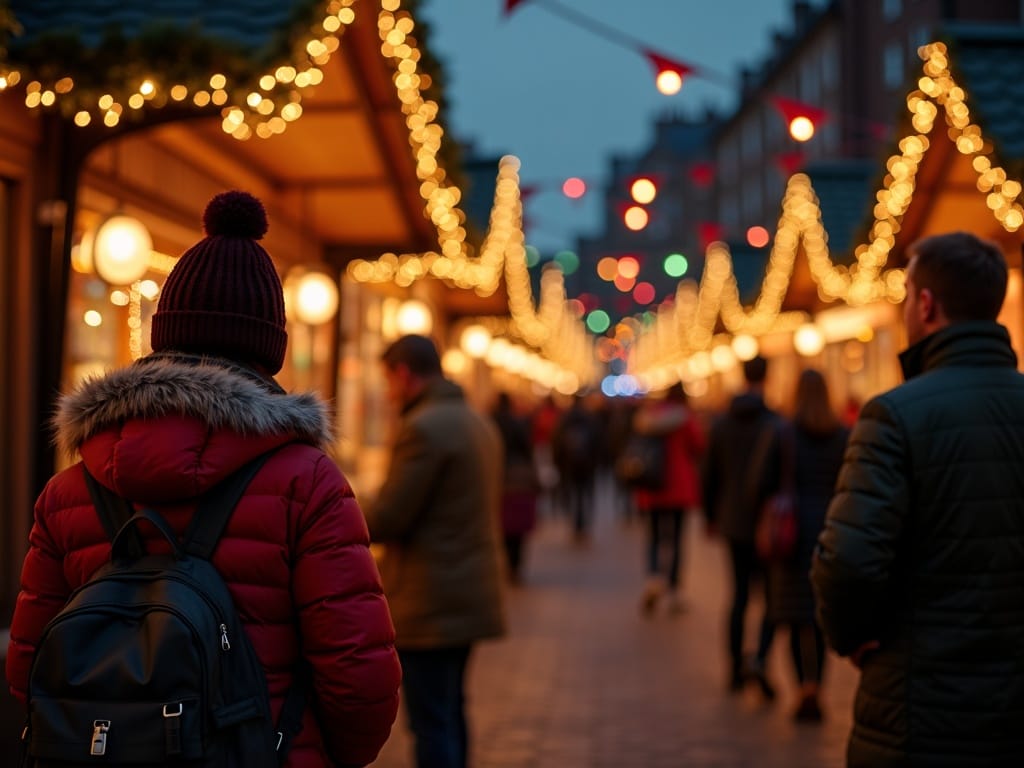 Vlaamse familie geniet van kerstmarkt in Londen met avondverlichting en feestelijke sfeer