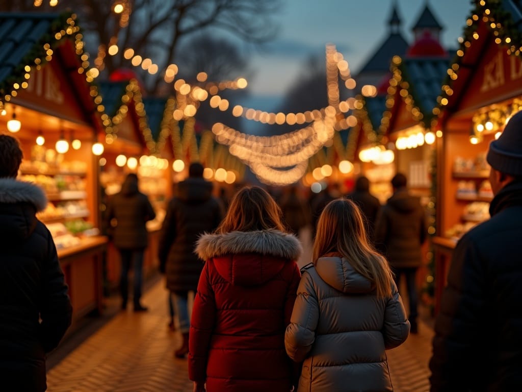 Vlaamse familie bezoekt Britse kerstmarkt vol lichtjes en kraampjes