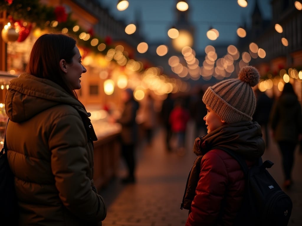 Vlaams gezin geniet van kerstsfeer op Britse markt met feestverlichting