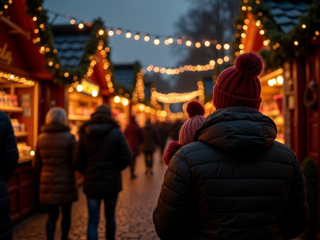 Vlaams gezin bezoekt kerstmarkt in UK met feestelijke verlichting