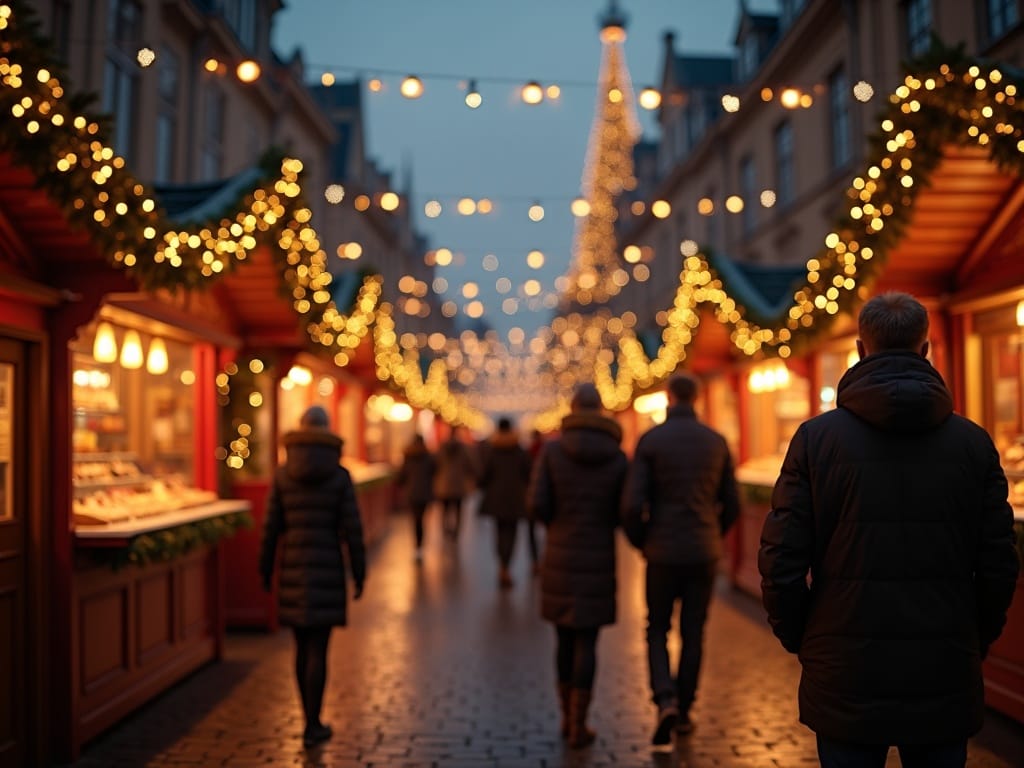 Vlaams gezin viert kerst op een Britse markt met lichtjes en kraampjes