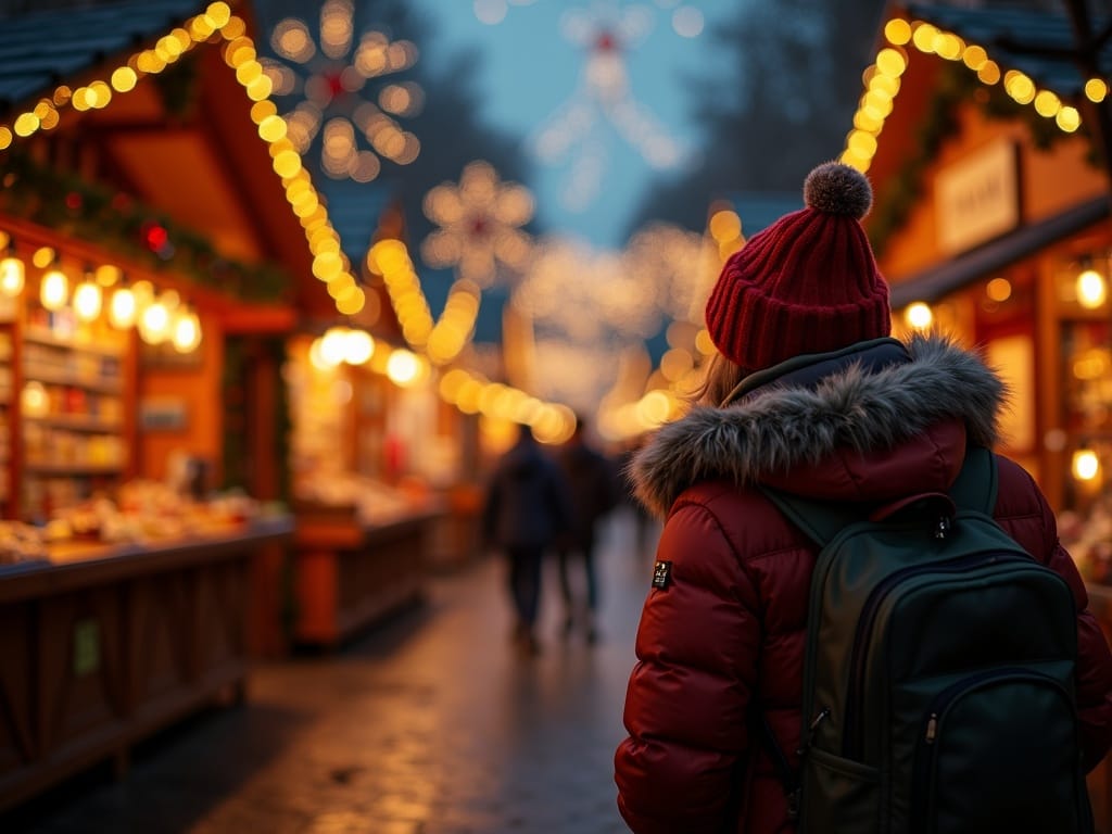 Vlaamse familie bezoekt Britse kerstmarkt met lichtjes en kraampjes