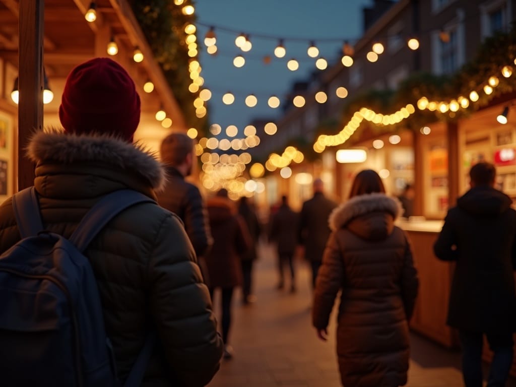 Een Vlaamse familie geniet van een Britse kerstmarkt vol lichtjes en feestelijke kraampjes