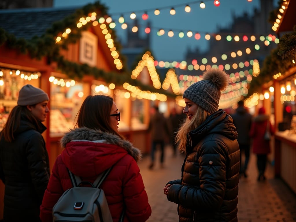 Vlaamse familie bezoekt Britse kerstmarkt vol lichtjes en kleuren