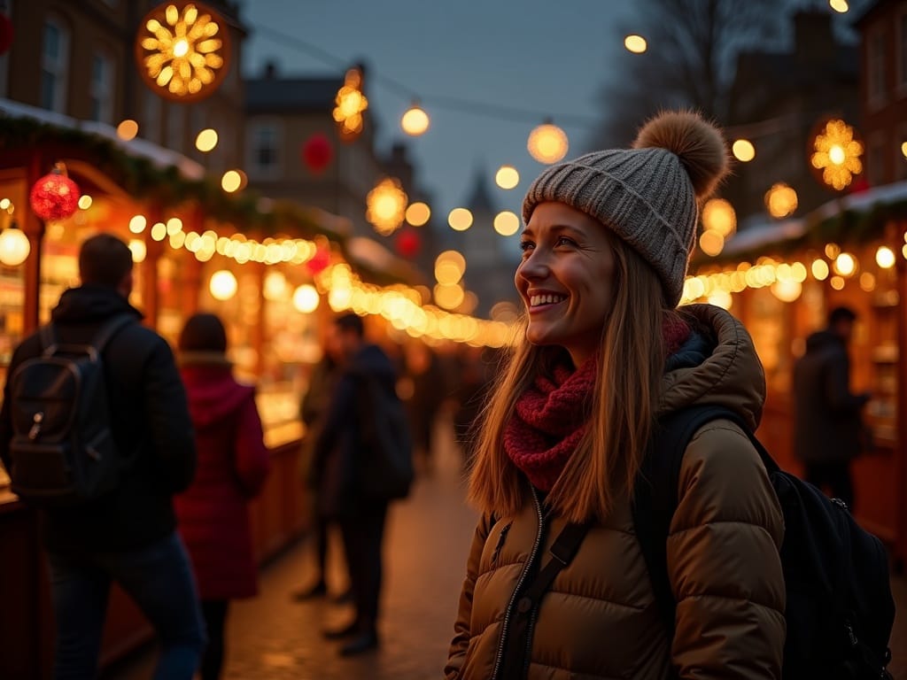 Gezin ontdekt Britse kerstmarkt met lichtjes en feestelijke sfeer