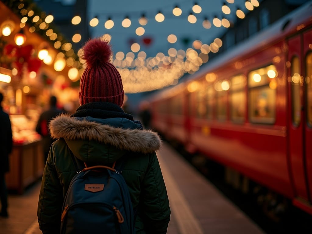 Vlaams gezin bezoekt kerstmarkt in VK met lichtjes en kraampjes